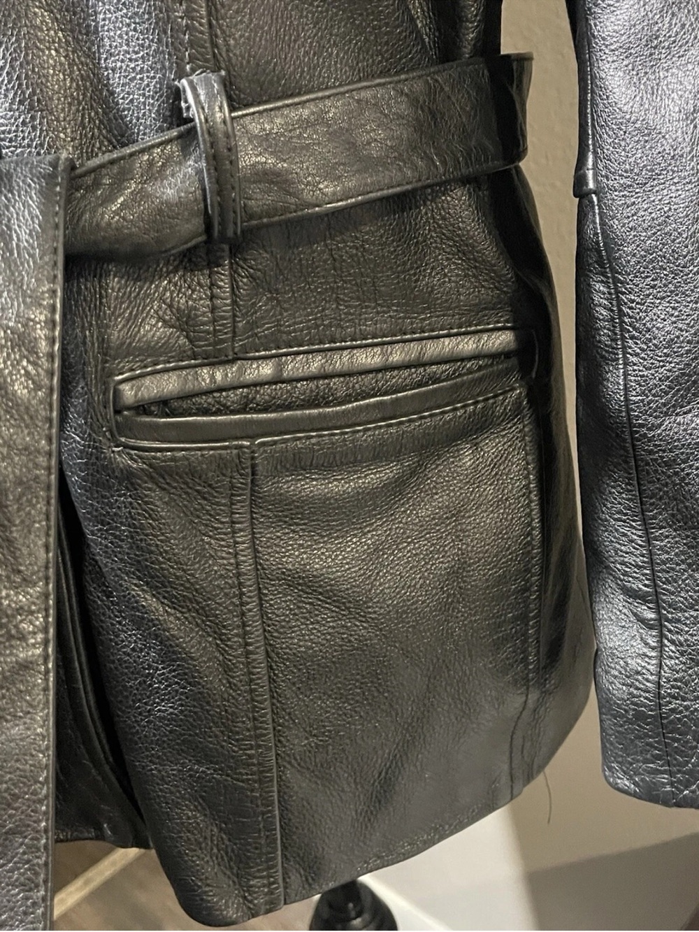 Wilsons Thinsulate Ultra Women Medium Black Leather Jacket Coat Belted Insulated - Picture 7 of 14